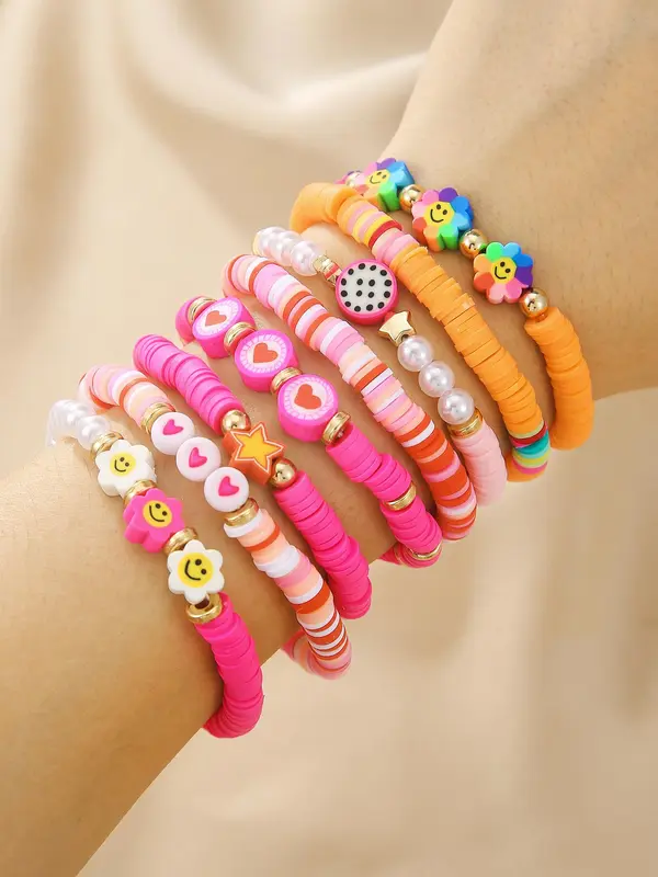 Random Color Cute Beaded Bracelet, Boho Style Colorful Beaded Bracelet, Fashion Accessories for Women & Girls 3