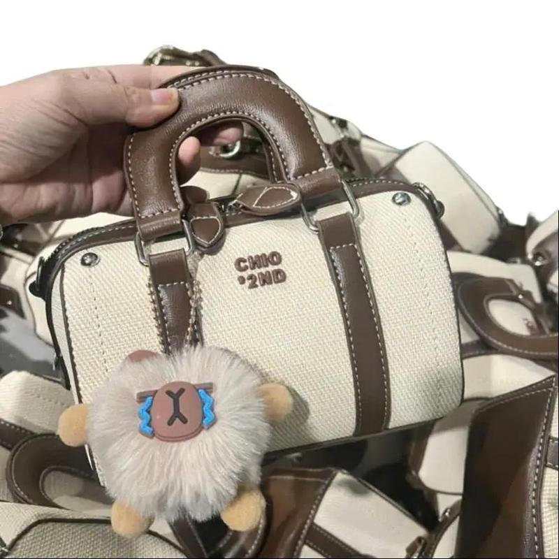Túi thời trang xách tay Túi đeo chéo size 20cm dáng trông - tặng kèm bông treo Bag Da Nữ Nhung Kem 4