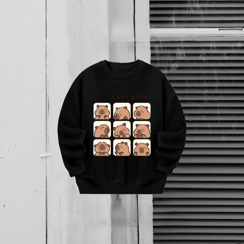 ẢNH THẬT - Áo sweater trơn nỉ bông 100% cotton siêu đẹp, nam nữ mặc được unisex ulzzang Women Hoodie Top Cổ Tròn Capybara Labubu 7