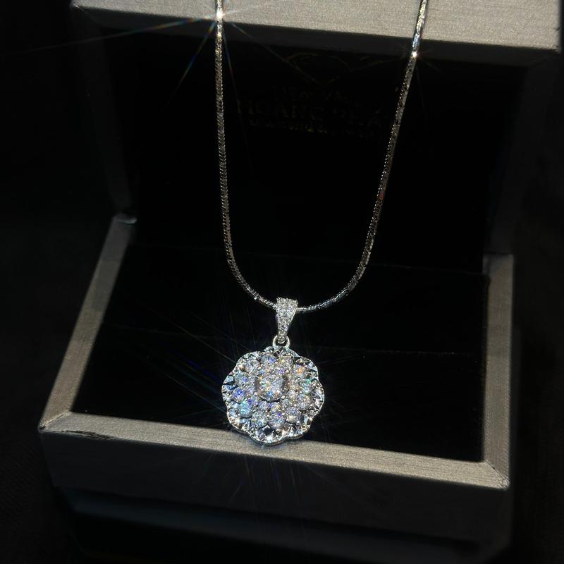 Hoàng Phát Trang Sức Dây Chuyền Bạc Cao Cấp Mì Khứa K.C Lớn 5T 50cm Phối Mặt Viền Hoa Lớn Xi Kim P126