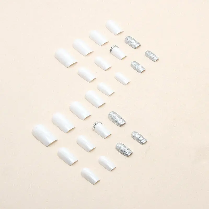 Glitter Press on Fake Nail for Women & Girls Nail Art, 24pcs/set Rhinestone Decor Fashion Press on Nails & 1 Sheet Tape & 1pc Nail File, Elegant Stick on Nails Kit for Women's Gift 3