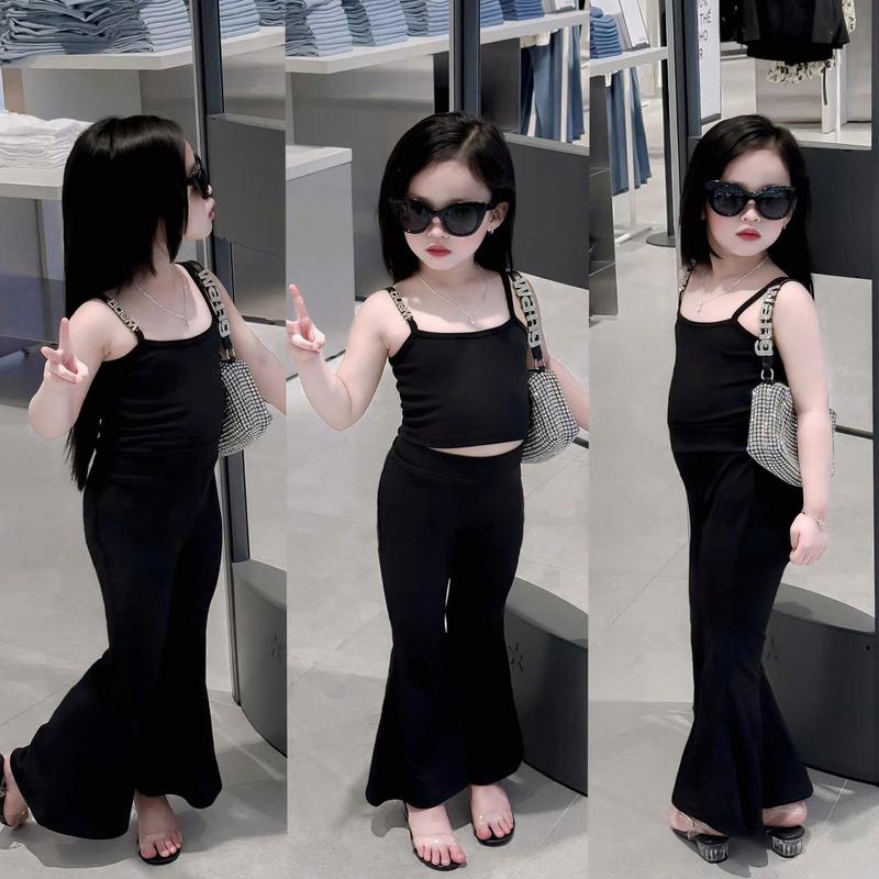 [Dâu Kids] -Sét áo kèm quần ống loe cho bé Gái chất liệu thun tăm mềm đủ size 8-35kg ( Wang)