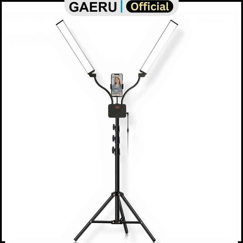 Đèn led 2 râu GAERU, chân 2m1 tùy chọn hỗ trợ ánh sáng livestream salon studio makeup có thể điều chỉnh nhiệt độ màu từ 3000k-6500k [BH 12th]