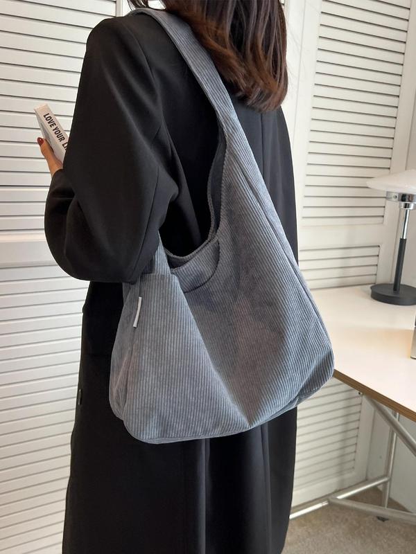 Women's 2025 New Stylish Minimalist Corduroy Shoulder Bag, Large Capacity Over Shoulder Bag for Daily Use, Trendy Lightweight Multifunction Tote Bag, Handbag 6
