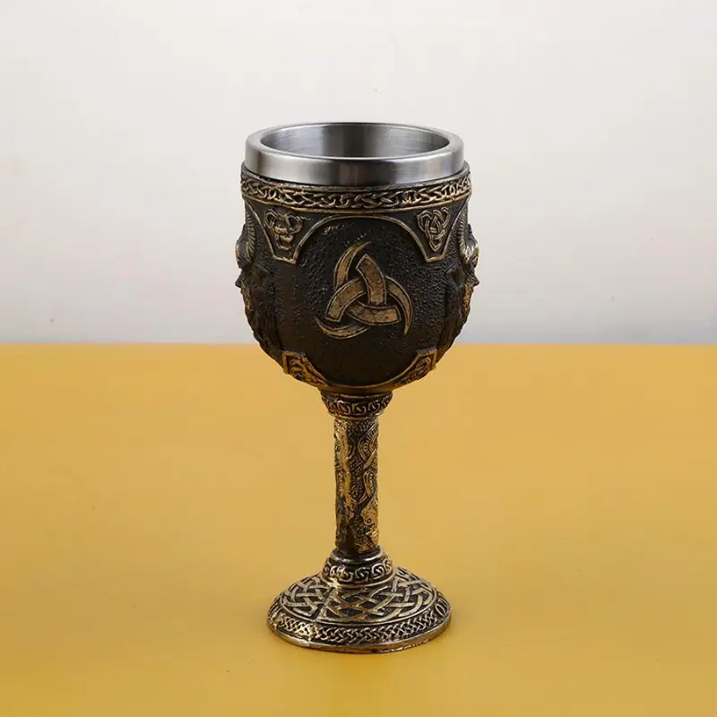 Vintage Viking Cup, 1 Count Stainless Steel Resin Cup, Creative Drinking Cup for Home Office Use, Gift for Men, Party Supplies 2