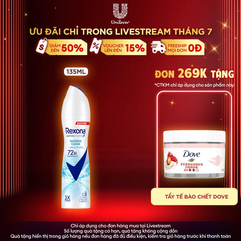   KOL Live 2   ĐƠN TỪ 269K TẶNG 1 QUÀ-CHỈ TRONG LIVESTREAM  Xịt khử mùi nữ Rexona 135ml  2  