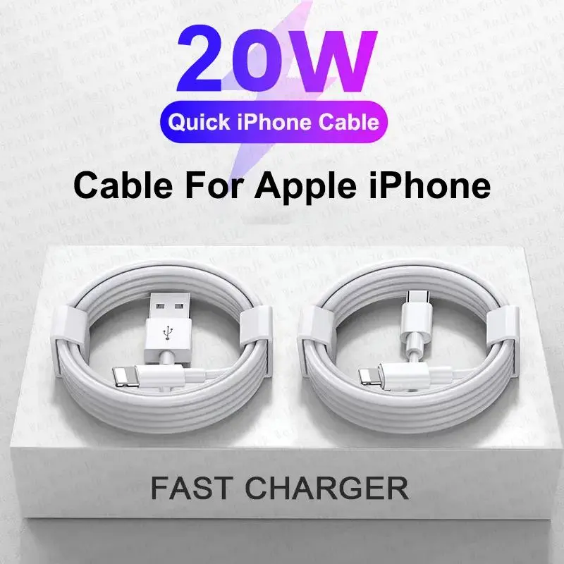 Original PD 20W USB C Cable For iPhone 14 13 12 11 Pro Max 12 mini X XS XR 7 8 Plus Charger Fast Charging USB to ios Cable Wire Cord For Apple