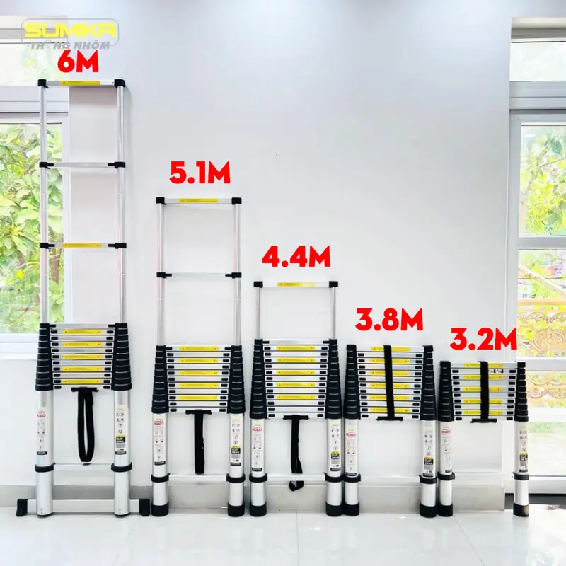 Thang nhôm rút đơn xếp gọn chính hãng SUMIKA (cao từ 3.2M đến 6M) tải trọng 300KG, bảo hành 2 năm,thang đa năng, SK260, SK320, SK380, SK440, SK510, SK600 0