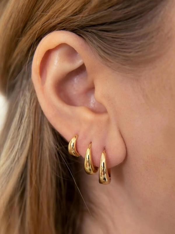 Women's Elegant Trendy Geometric Design Hoop Earrings, Simple Style Plain Color Hoop Earrings for Party, Exquisite Jewelry for Birthday Gifts 3