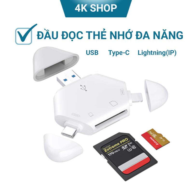 Đầu đọc thẻ nhớ đa năng cho điện thoại laptop cổng type c usb 3.0 IP