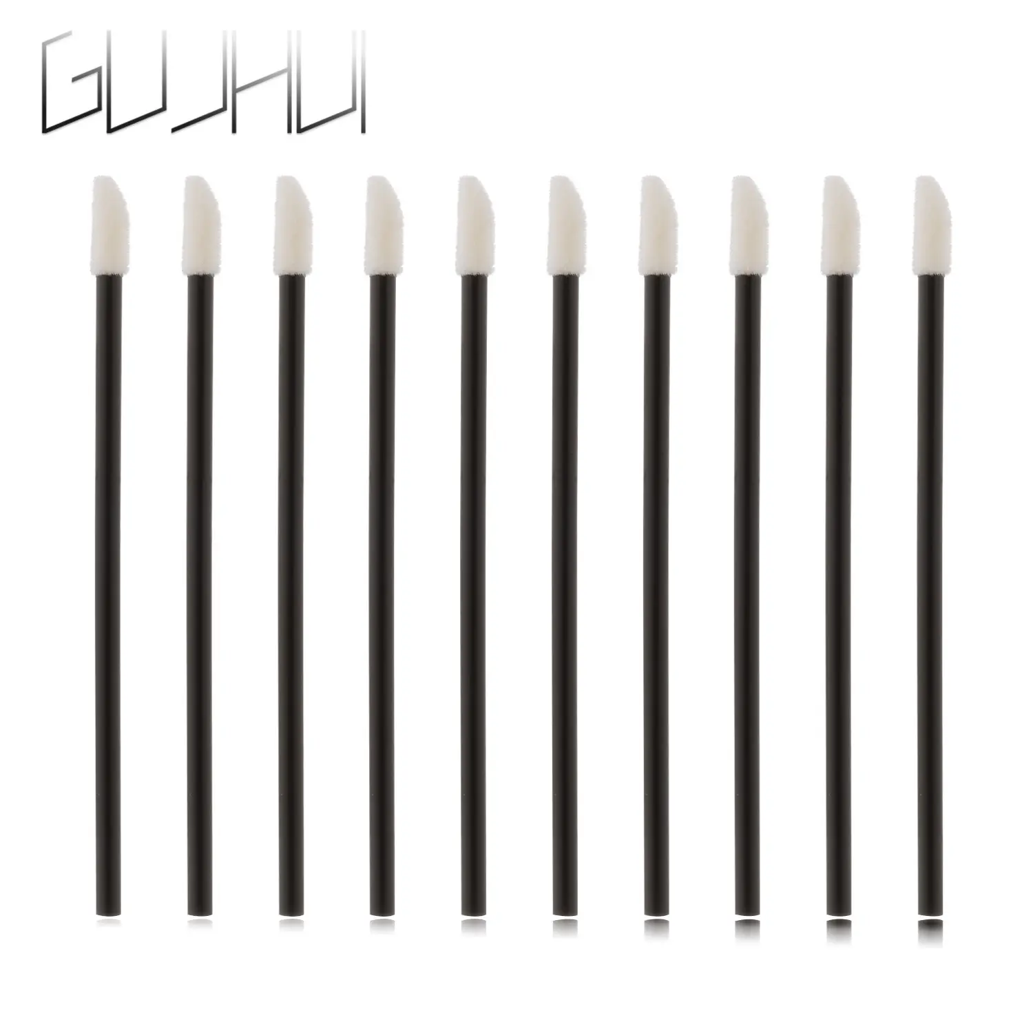 50pcs Disposable lip brush stick lip brush head black rod portable mini paint beauty tools
