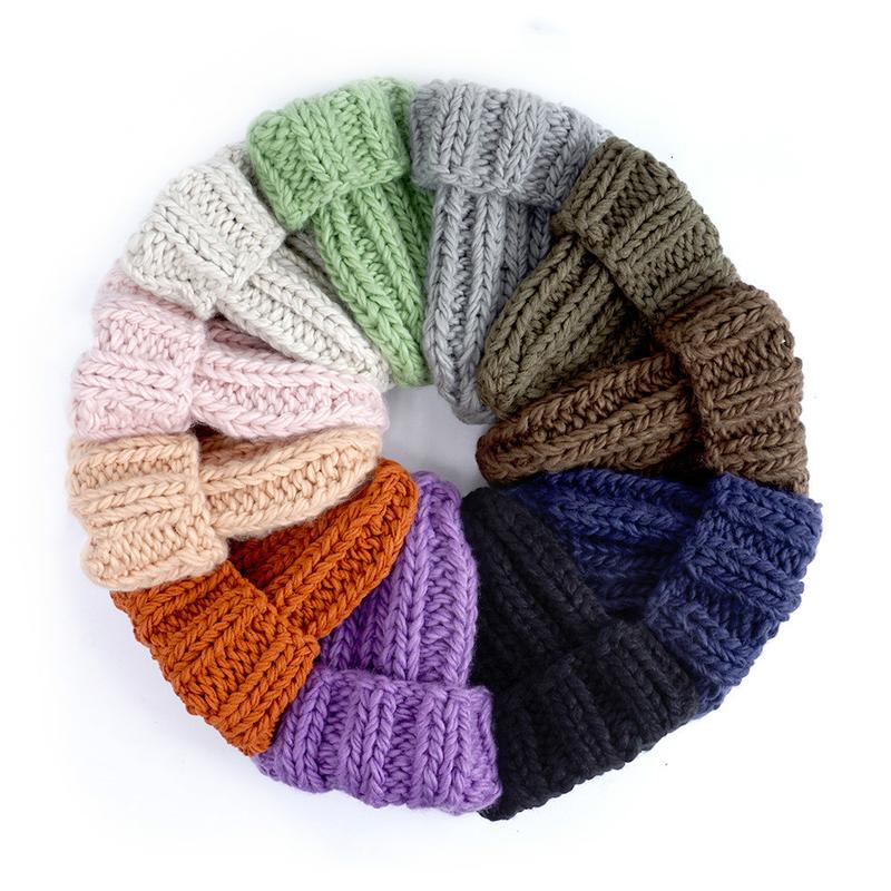 Product Introduction of Winter Knitted Beanies Hat Thick Soft Warm Coarse Large Knitted Solid Hat Female Ice Ski Bonnet Skullies Beanies Hat Cap 4