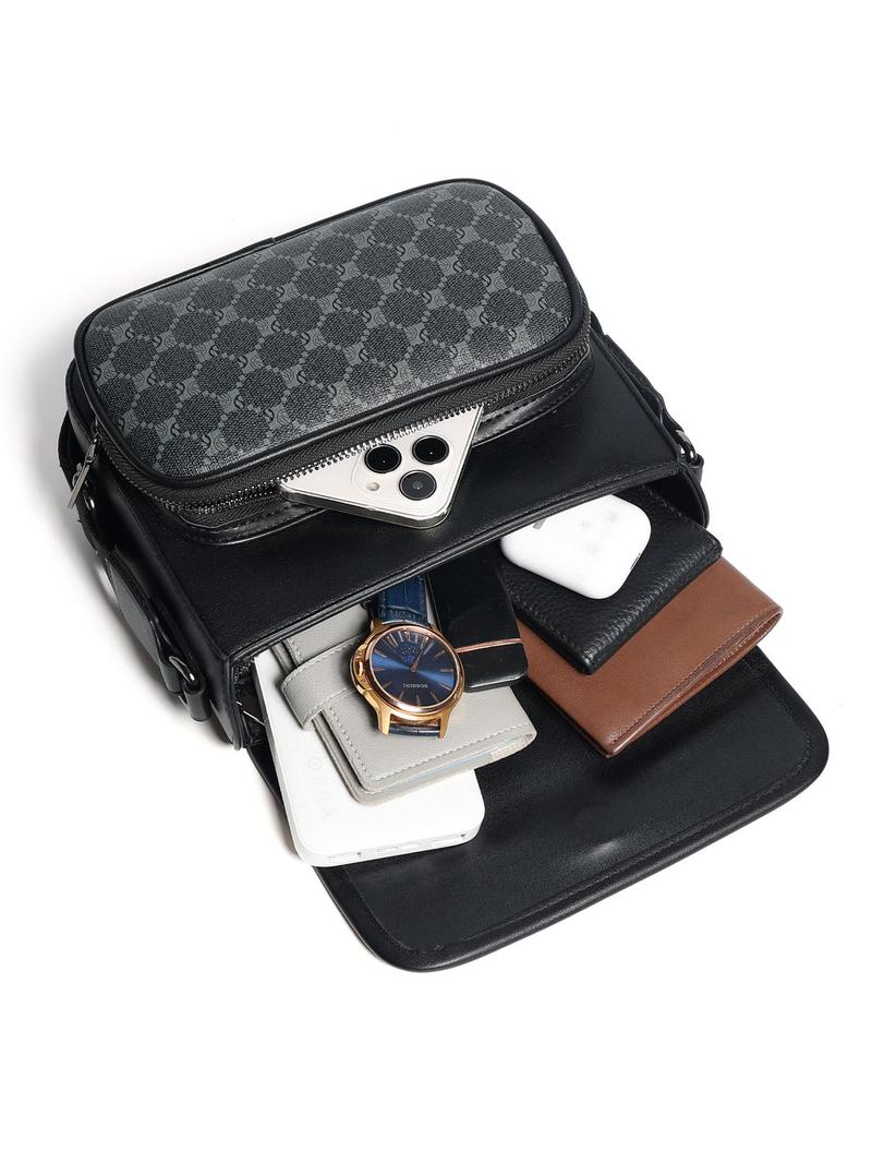 Product Introduction of Men's Fashionable PU Leather Crossbody Bag, Casual Versatile Shoulder Bag for Work & Daily Used, Trendy All-match Commuter Bag 2