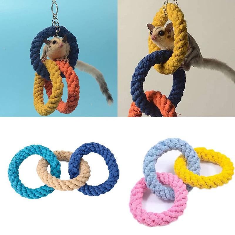 thetoo Exercise DIY Play Toys Set Cotton Rope Bird Rope Hanging Sugar Glider Cage Accessories Hamster Toy Climbing Rope Toys 1