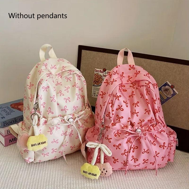 Ba Lô In Hình Nơ, Thiết Kế Thắt Nơ Ngọt Ngào Dung Tích Lớn, Làm Bằng Nylon, Thích Hợp Cho Học Sinh Hàng Ngày, Ba Lô 0