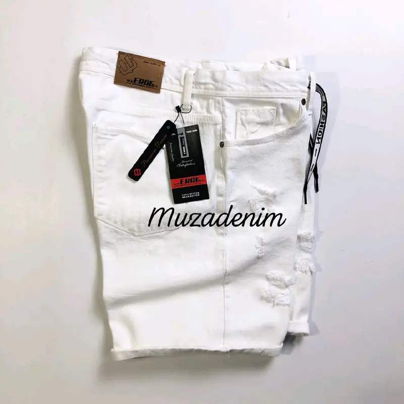 celana jeans pria pendek sobek putih distro bigsize 28sampai39 Santai Pas Blue 1