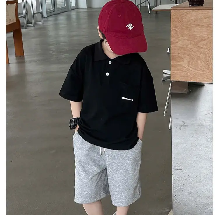 Áo polo cộc tay cho bé, áo polo thêu túi cho bé trai- T41 4