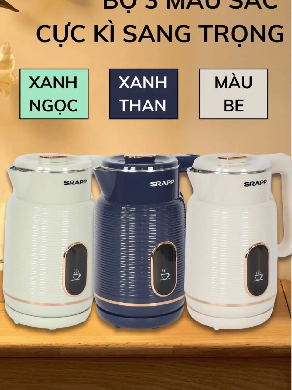 (ẤM VÂN) Ấm Siêu Tốc SHRAP Dung Tích 2.2L Công Suất 1500W Đun Nước Siêu Nhanh, Với Chất Liệu Inox 304 An Toàn Cho Sức Khỏe Bình Đun Nước Ấm Đun