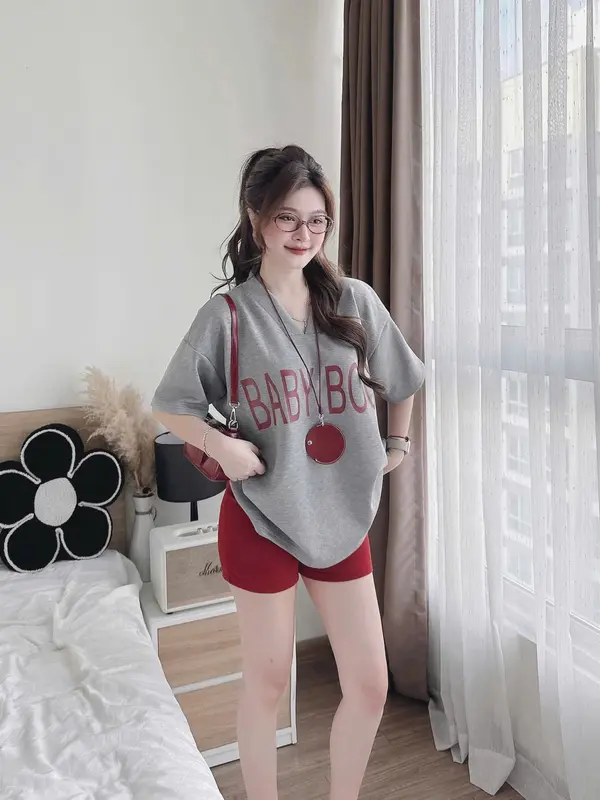 Set bộ áo BABY-BOO CỔ V kèm quần đùi FORM RỘNG (MỎNG NHẸ, GIÁ RẺ BÌNH DÂN) hot trend Top Women 3