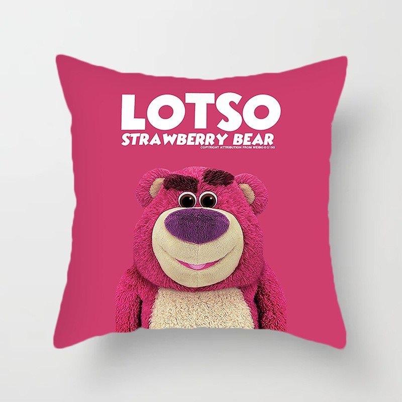  ￼ LOTSO  VỎ GỐI ôm sofa tựa lưng cao cấp in hình họa tiết Gấu Dâu Lotso xinh xắn 45x45cm decor 