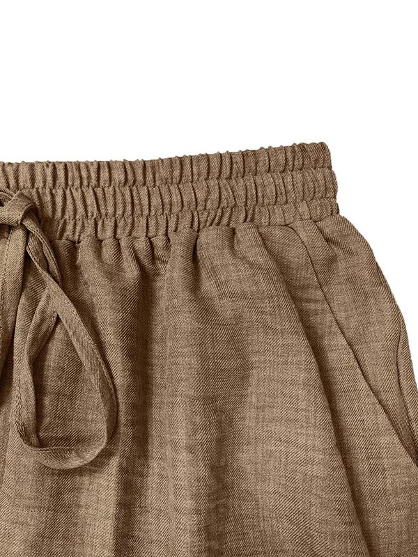 Women's Plain Pocket Drawstring Waist Straight Leg Pants, Casual Comfy Trousers for Everyday Wear, Fashion Ladies Bottoms for All Seasons, Womenswear 3