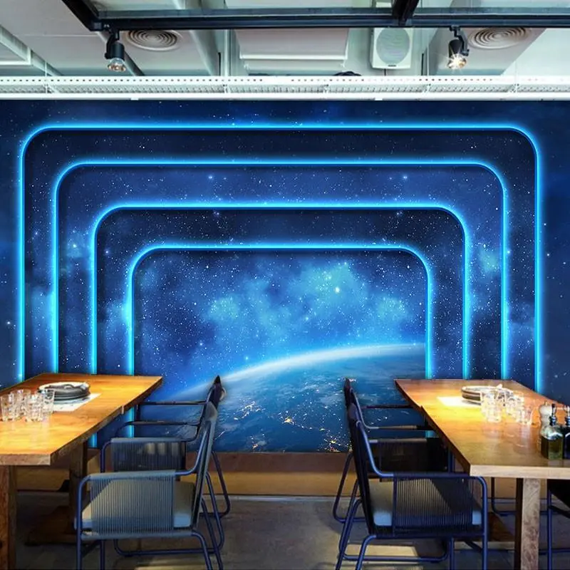 Giấy Dán Tường 3d Cảm Giác Công Nghệ Mở Rộng Không Gian Giấy Dán Tường Tranh Tường Quán Bar Ktv Nền Trực Tiếp Chơi Game Trang Trí Công Nghiệp Fresco 4