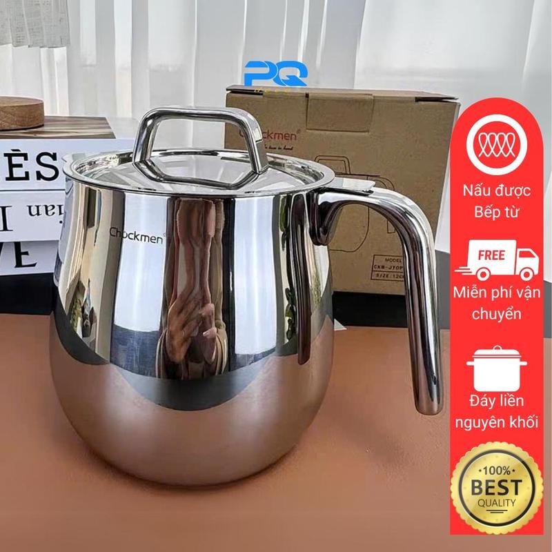 Ca lọc dầu ăn inox 304 có nắp Chockmen cao cấp có thể đun nấu bếp ga bếp hồng ngoại 09/1.5l