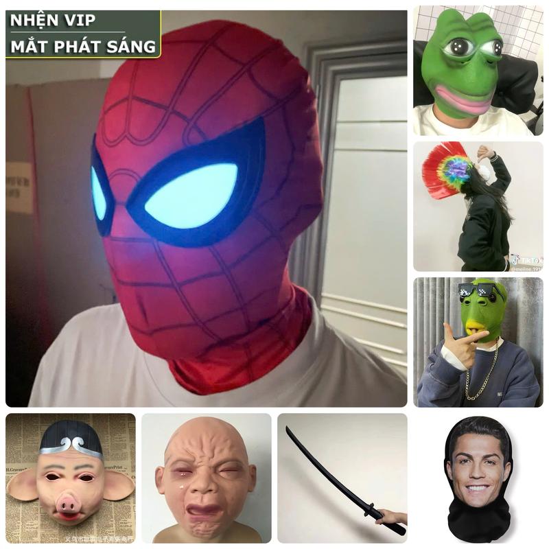 Mặt nạ ếch tấu hài mũ trùm đầu cá xanh đầu ngựa và các thể loại kinh dị Lễ hội mặt nạ ronaldo mũ trùm người nổi tiếng messi