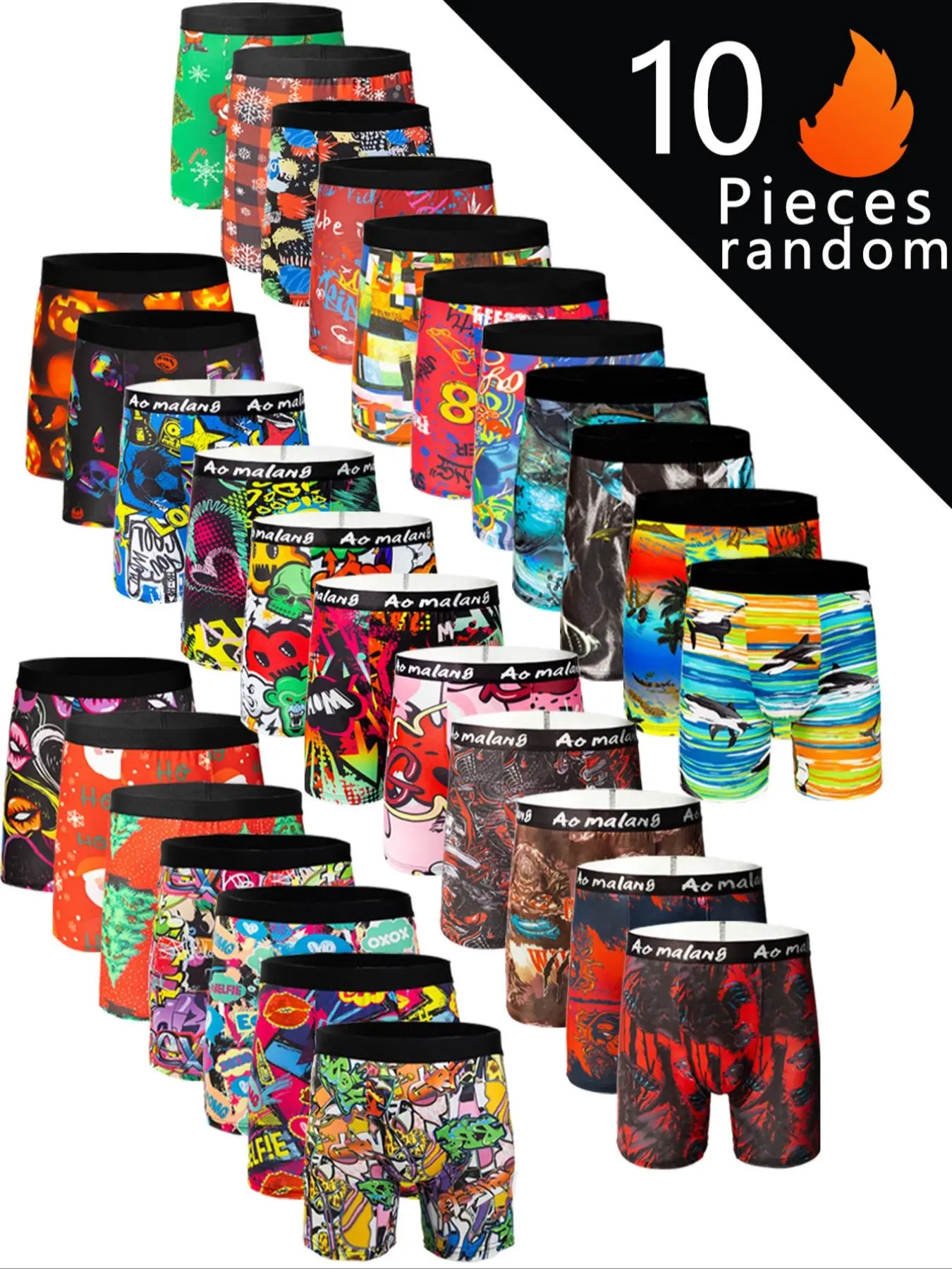 Men's Graphic Print Boxer Brief, Casual Comfy Breathable Underwear for Daily Wear, Mens Underwear for All Seasons, Undergarments