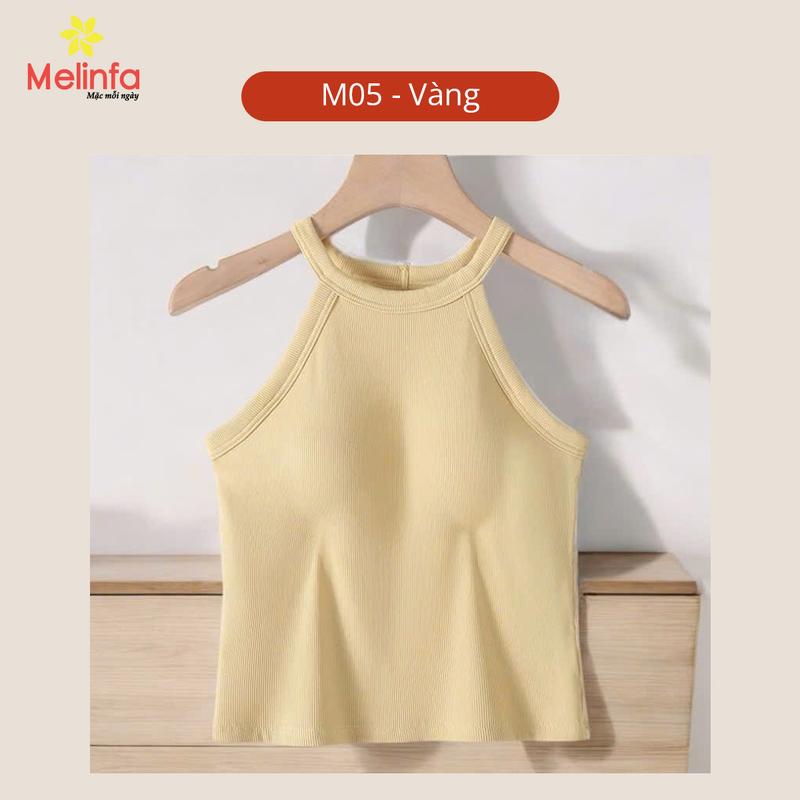 Áo cổ yếm hai dây có đệm vải Viscose tự nhiên mềm mại thoáng mát, áo 2 dây có mút mặc nhà, tập gym mã VAA0548 - Top, Nữ