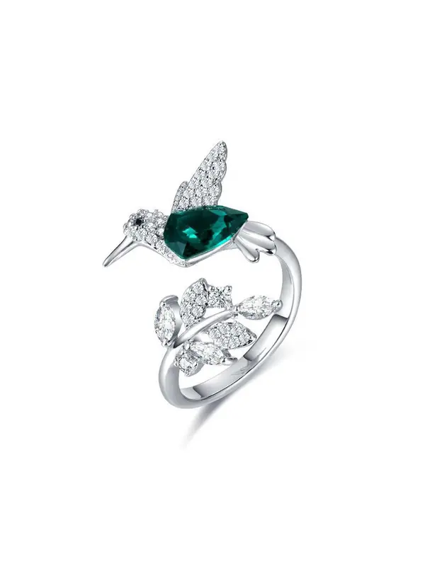 Women's Elegant Rhinestone Decorated Bird Design Cuff Ring, Minimalist Temperament Leaf & Bird Themed Design Cuff Ring, Exquisite Trendy Ring, Fashionable Jewelry for Women As Gift 5