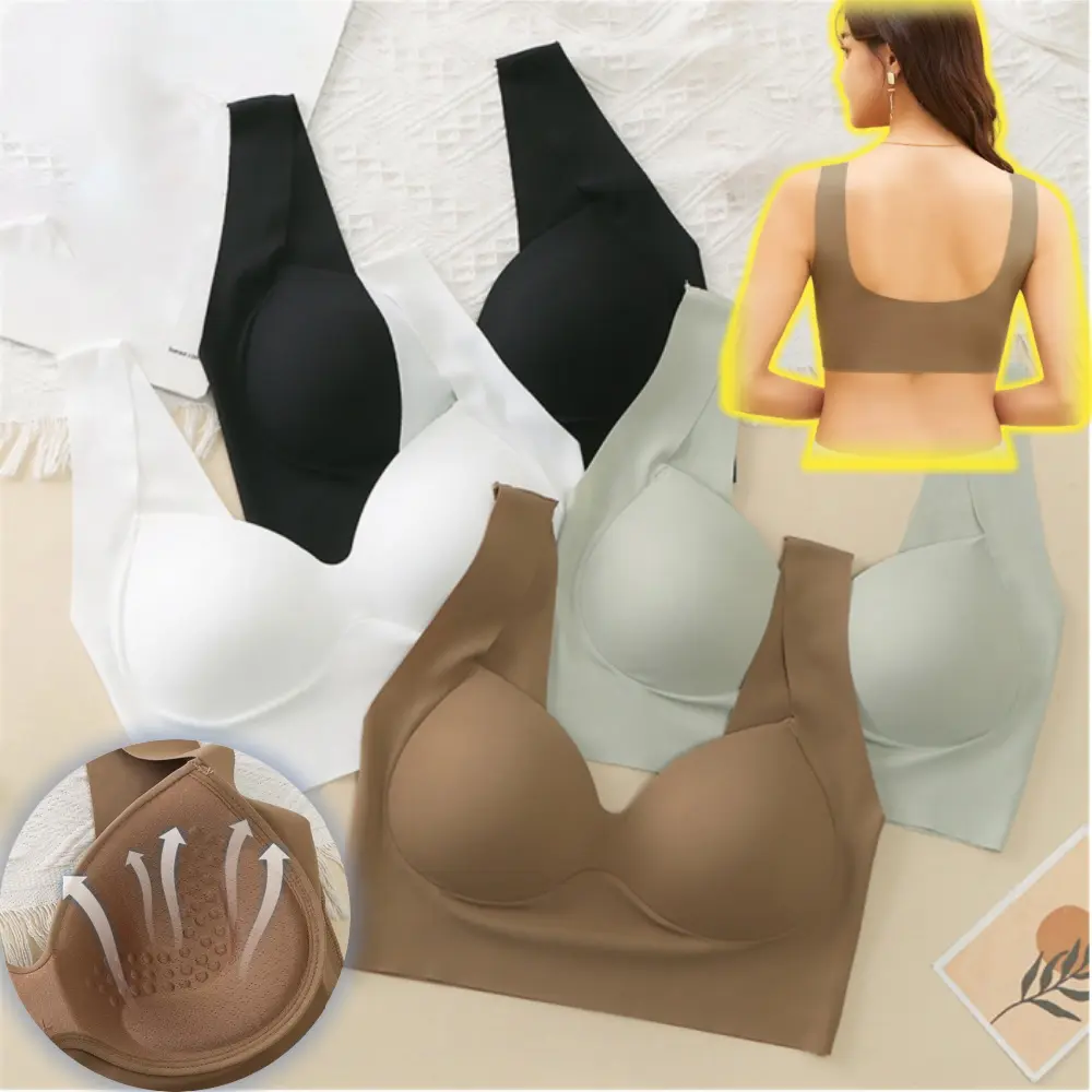Áo Ngực Nữ, Chất Liệu Lụa Lạnh Thiết Kế Liền Mạch, Thoáng Khí, Thích Hợp Cho Thể Thao, Hỗ Trợ Lên Ngôi 3D Mềm Mại, Dây Rộng, Chống Chảy Xệ, Đồ Lót, Dành Cho Phụ Nữ