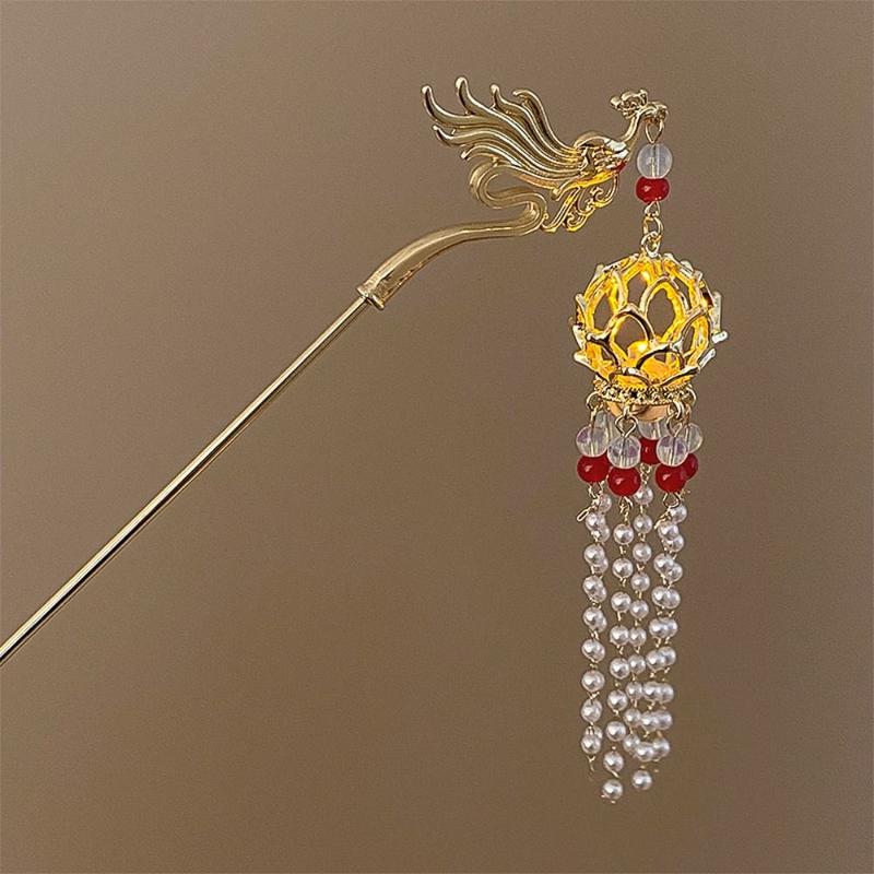Product Introduction of Tassel Lantern Hair Pin Elegant Metal Hair Fork Hanfu Hair Stick Hair Accessories Hair Chopsticks Chinese Style Hair Stick for Girl 11
