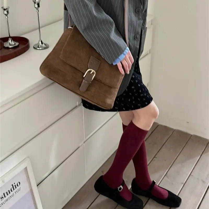 Set tất cao đùi nữ chất liệu gân cotton QC phong cách vintage 5