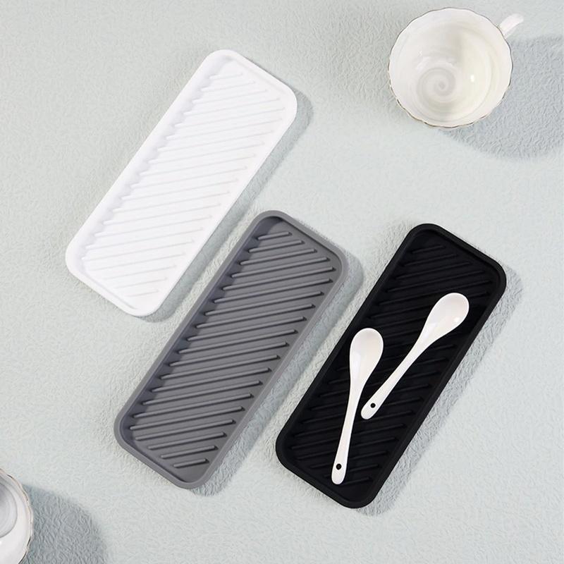 Silicone Draining Storage Tray Non-slip Soap Sponge Holder Kitchen Sink Drain Pad 2