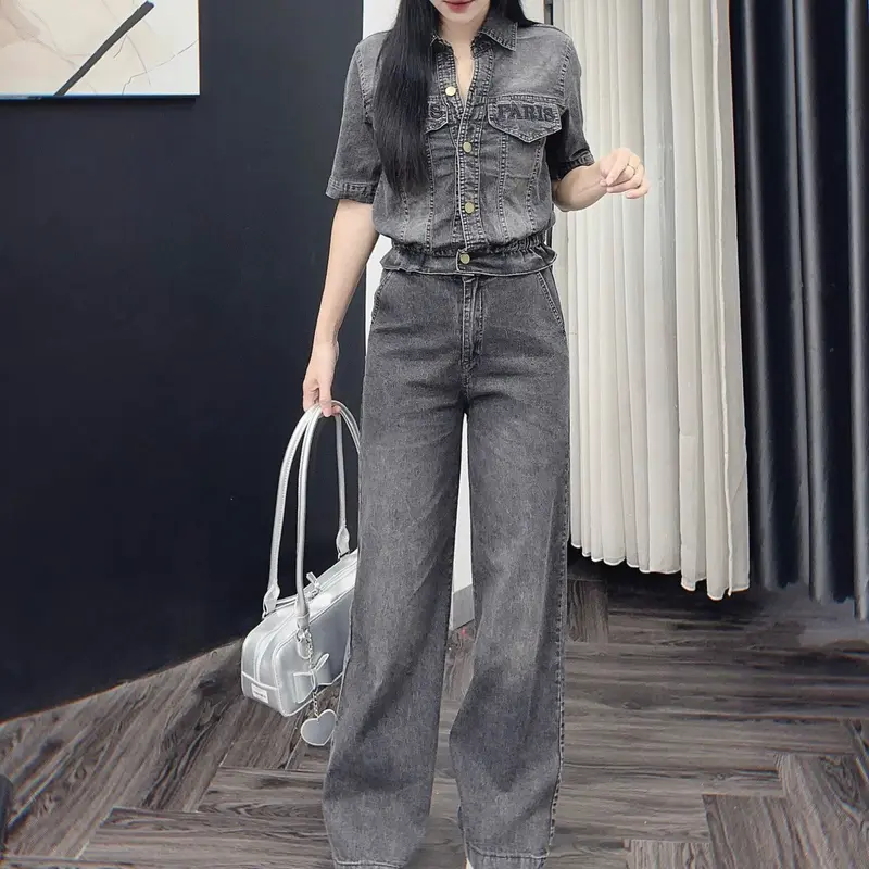 [M066]￼Bộ Bò Nữ bo chun ,Set đồ nữ ngắn tay quần dài suông phong cách trẻ trung năng động set thường 2