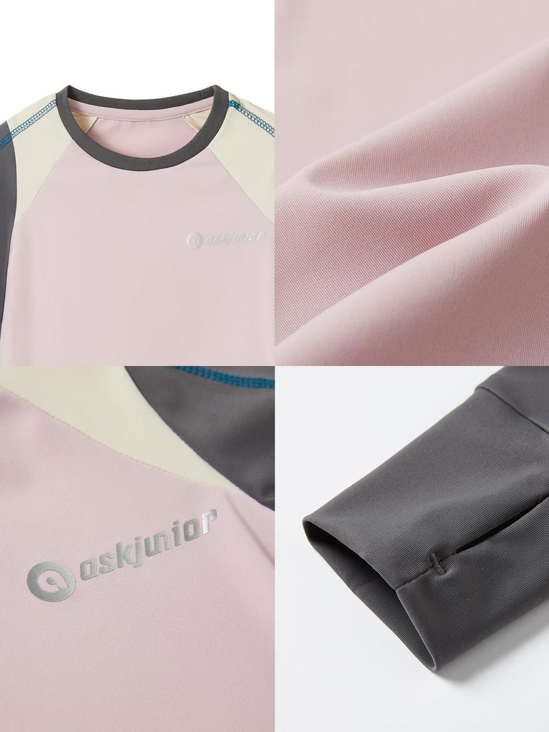 Product Introduction of Girl's Patchwork Print Round Neck Tee, Casual Long Sleeve Crew Neck T-Shirt for Summer, Kids Clothes for Daily Wear 3