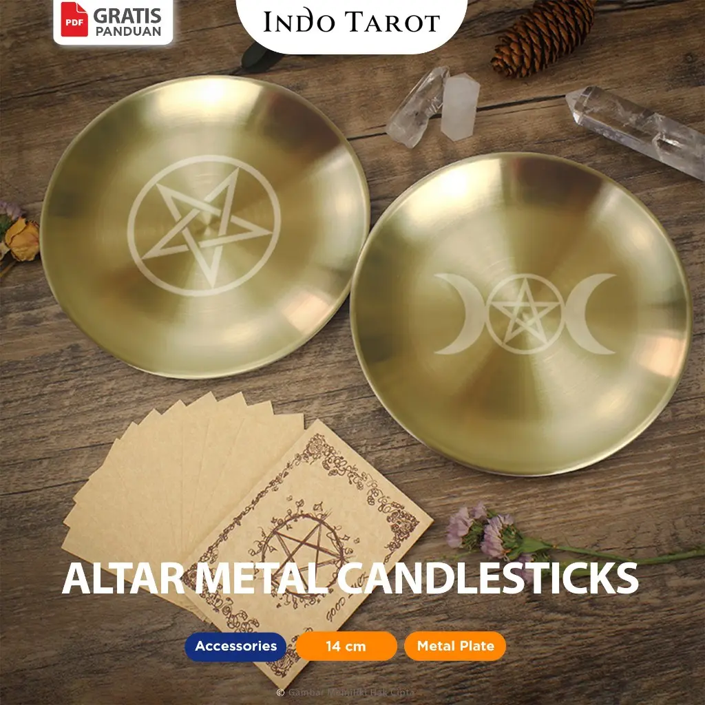 Piring Lilin Altar Emas Stainless - Aksesoris Pembacaan Tarot dan Meditasi - Indo Tarot