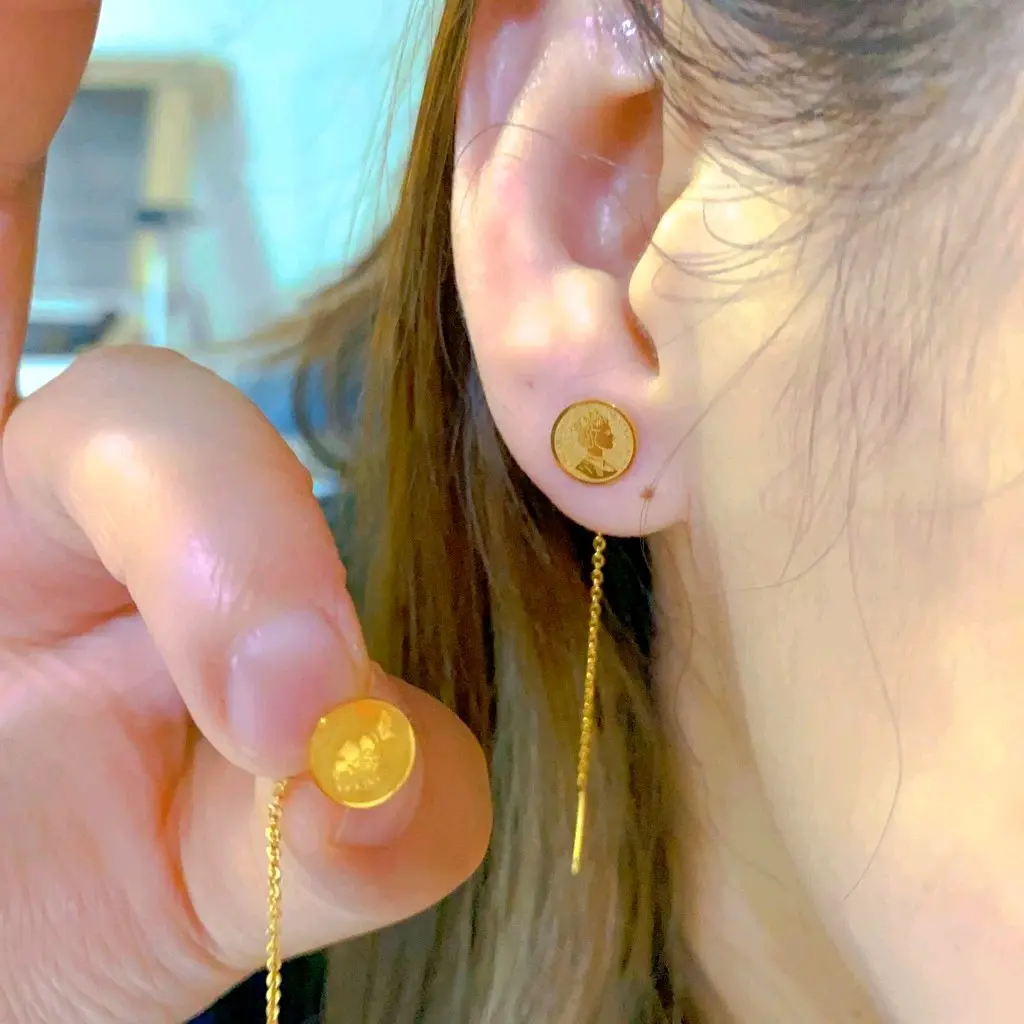 #109 Anting Tusuk Juntai Elizabeth Titanium Perhiasan Earrings wanita