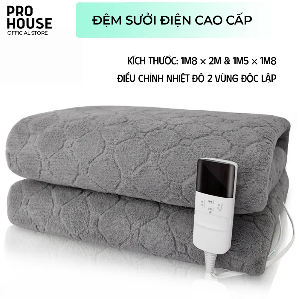 Đệm sưởi điện, chăn điện mùa đông Hàn Quốc 2 vùng độc lập làm ấm nhanh, an toàn