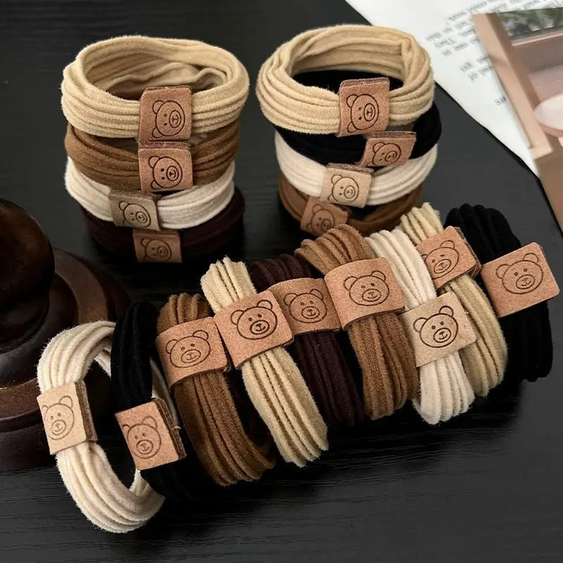 Minimalist High Elasticity Seamless Bear Hair Tie Elastic Band Durable High Ponytail Hair Accessory Towel Ring Hair Rope