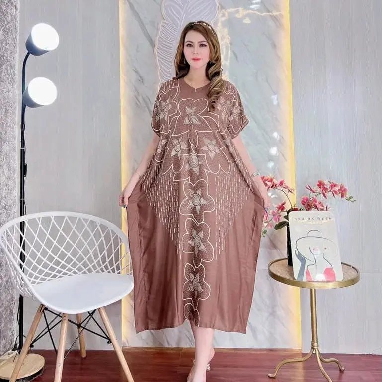 Daster Lowo jumbo Busui Santa A-line Polos Bunga Jalan Manis Liburan 8