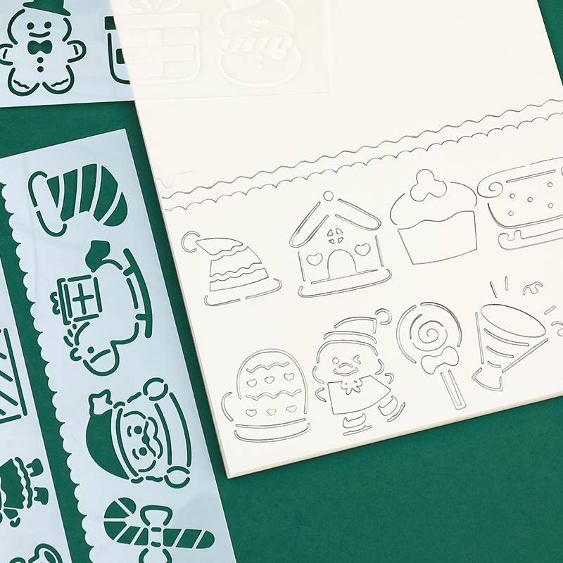 Christmas Multi Pattern Plastic Ruler Painting Drawing Template Christmas Pattern Ruler Stationery Office Supplies 3
