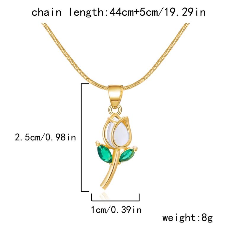 Vòng Cổ Hoa Tulip, Vàng 18K, Dành Cho Phụ Nữ, Thời Trang, Với Mặt Dây Chuyền Zircon, Dây Chuyền Rắn, Phụ Kiện Choker, Đồ Trang Sức 7