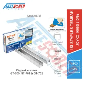 Aksesoren Isi Staples Tembak Joyko 13/8 [1008s/ 1 Box/1000 Pcs] / Refill Steples Jok Motor / Hekter / Stapler Tembak Kayu / Isi Ulang Gun Tacker Untuk GT-700 GT-701 & GT-702 Binder Stationery