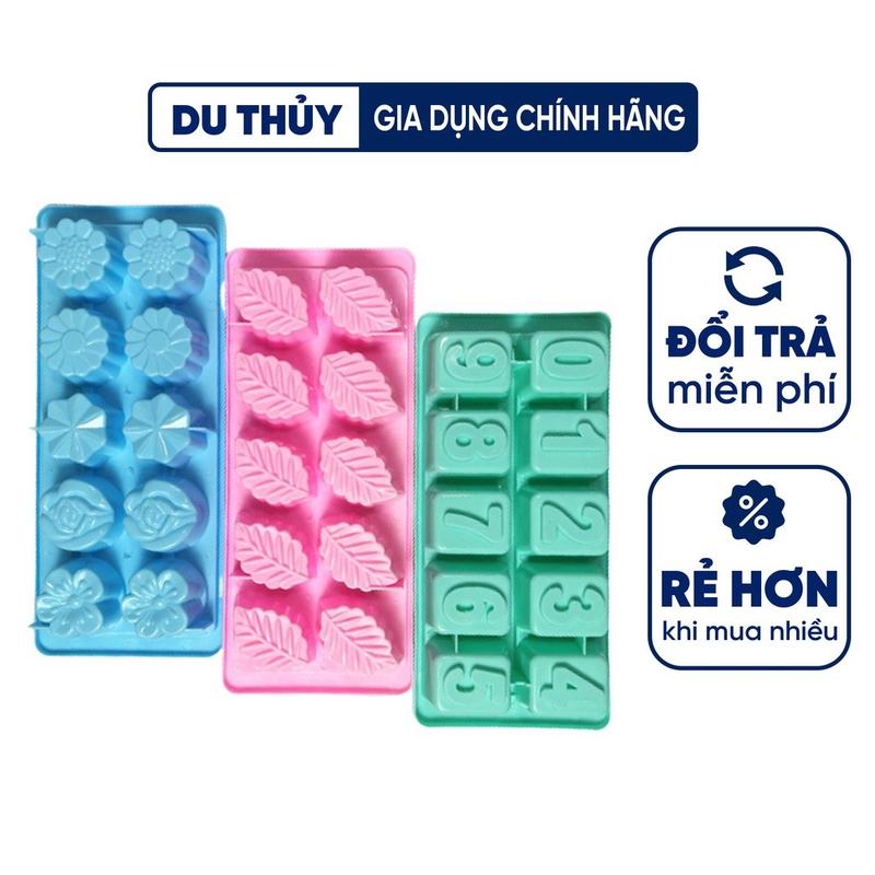 Khuôn Rau Câu, Khay Làm Đá Nhựa Chịu Nhiệt, rau câu hình chiếc lá, bông, cá chép, thỏi vàng, sinh nhật - MÀU NGẪU NHIÊN