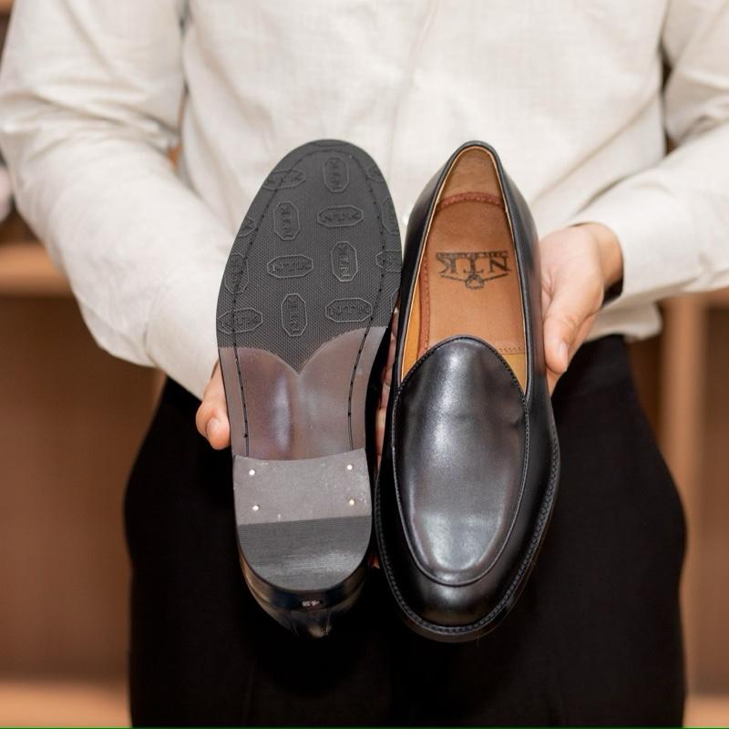 Giày da nam Belgian Shoes màu đen Đế gỗ phíp cao cấp khâu mckay bh 24 tháng - Size 38-43