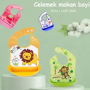 Bib / Eva Slabber bayi / celemek makan bayi anti air /multifungsi Sleber air liur bayi tahan air Blue Yellow