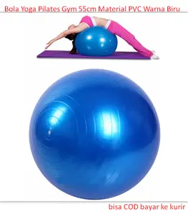Bola Yoga Pilates Gym 55cm Material PVC Warna Biru