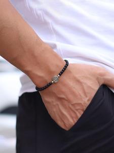 Pulsera de cuentas con dije de cruz para hombre, Joyería de moda para fiestas, Decoración diaria de ropa, Joyería comodín y exquisita para regalo de cumpleaños